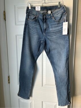 H&M Blue Ankle Crop Jeans with Hem Zips